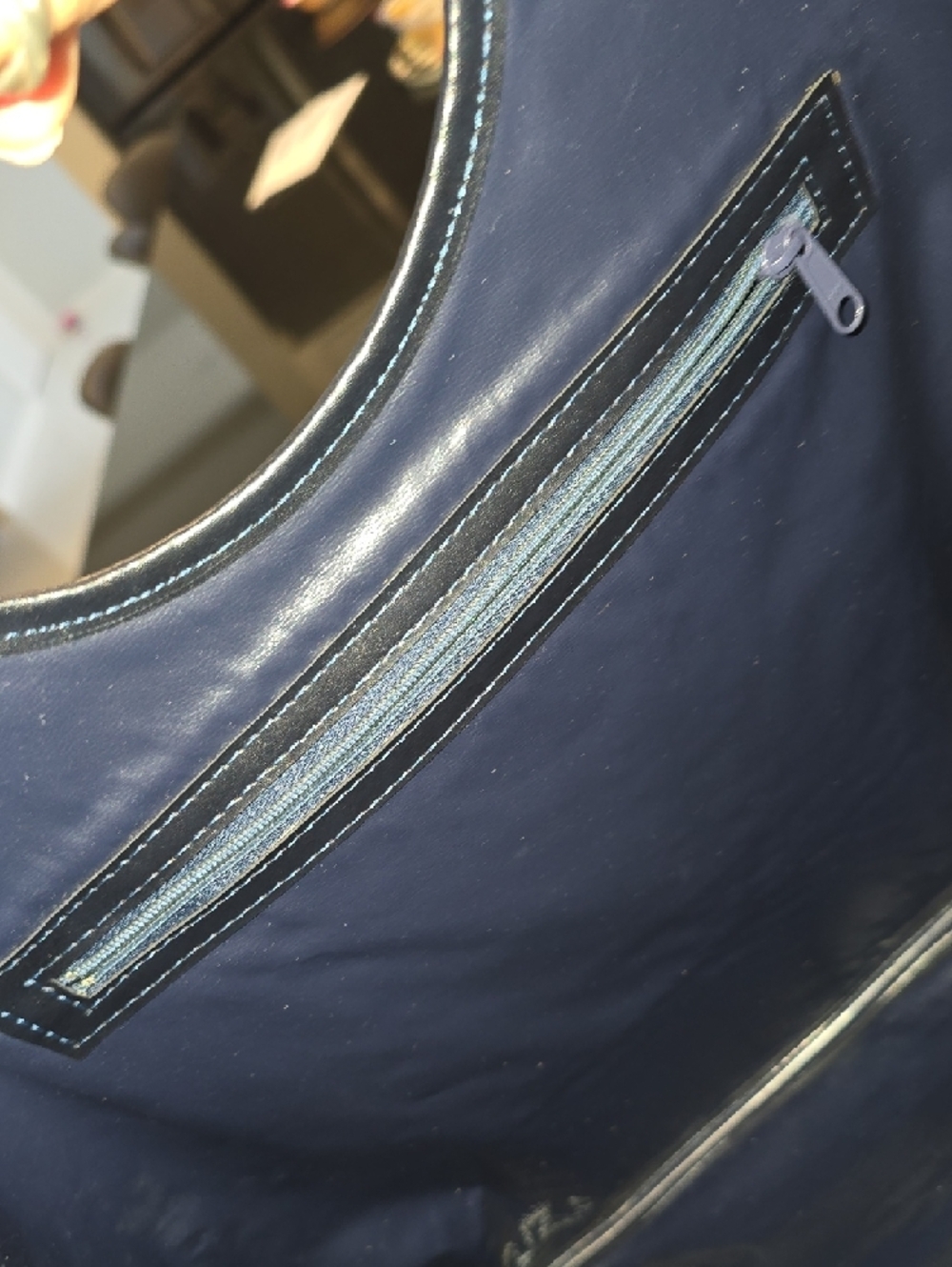 Celine Navy Blue Tote with Leather Trim and AMAZING CONDITION - Picture 5 of 11